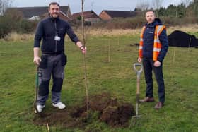 Coun Will Bostock, Ashfield Council member for Skegby, left, and Paul Crawford, council regeneration manager, at Healdswood Recreation Ground, Skegby.
