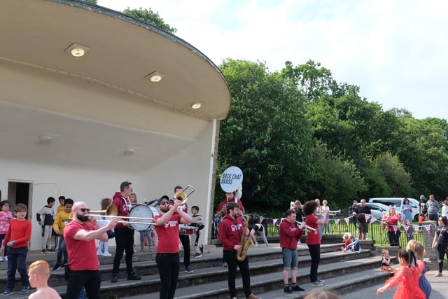 Time to get up and dance as Back Chat Brass hit the Berry Hill Park stage.