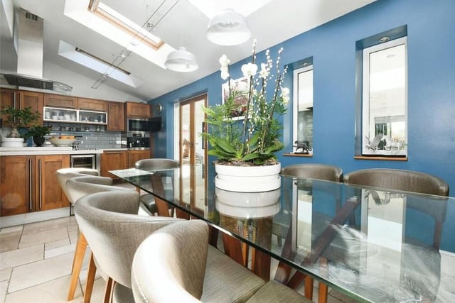 Attached to the kitchen at the £530,000-plus property is this delightful dining area.