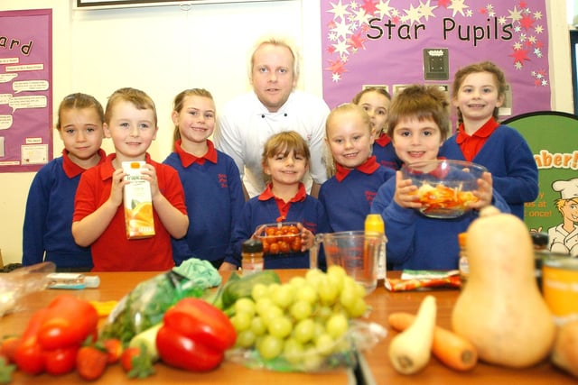 A healthy eating campaign was launched at the school 14 years ago and celebrity chef Mark Earnden came along to give his support.