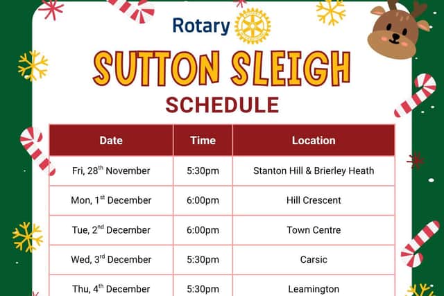 Sutton in Ashfield Santa Sleigh Schedule 2025