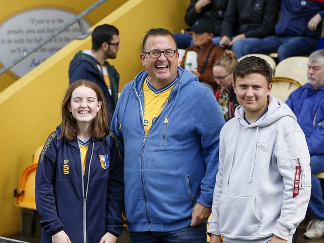 Mansfield Town fans ahead of the win over Stockport County.
