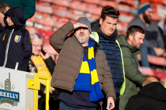 Mansfield Town fans at the defeat to Swindon Town.