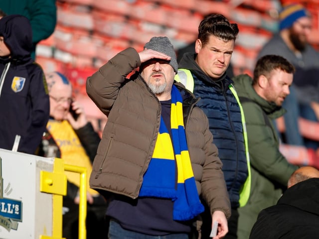 Mansfield Town fans at the defeat to Swindon Town.