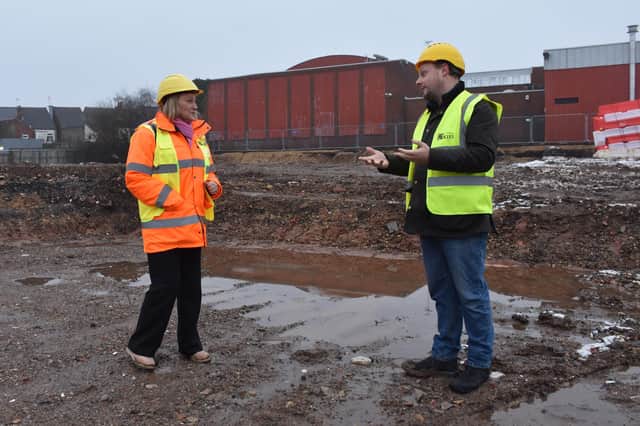 Carol Cooper-Smith and council leader Jason Zadrozny at the site.