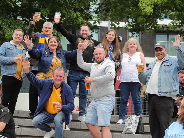 Stags fans enjoy the pre-match atmosphere.