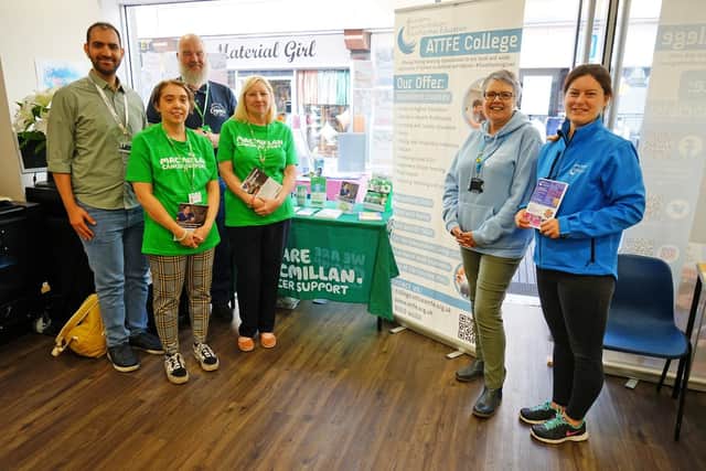 Health Watch Nottinghamshire, Macmillan beyond diagnosis and ATTFE college members at the event.