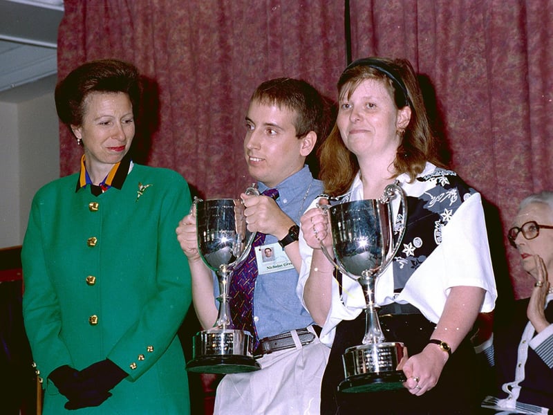 Princess Anne visits Portland college, 1986.