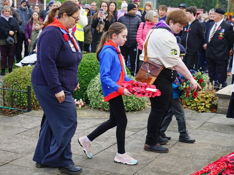 Poppies were placed on the cenotaph.