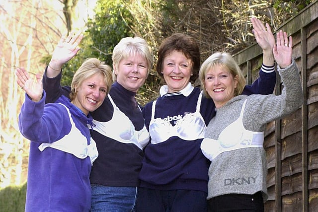 Playtex Moonwalkers, from left, Hilary Owen, from Scrooby, Jane Oxford, from Sutton, Liz Matthews and Chris Robinson, both from Bawtry. The foursome competed in the London Moonwalk in 2001 to raise awareness of and money for breast cancer.