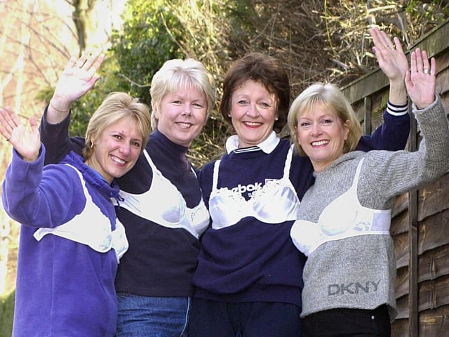 Playtex Moonwalkers, from left, Hilary Owen, from Scrooby, Jane Oxford, from Sutton, Liz Matthews and Chris Robinson, both from Bawtry. The foursome competed in the London Moonwalk in 2001 to raise awareness of and money for breast cancer.