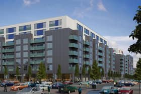 An artist's impression of the new £64 million residential development in Milton Keynes, which Deanestor has won the kitchen contract for.