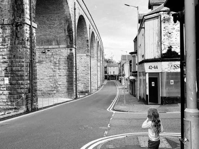 Ash shared a black and white snap of his daughter on White Hart Street, Mansfield.