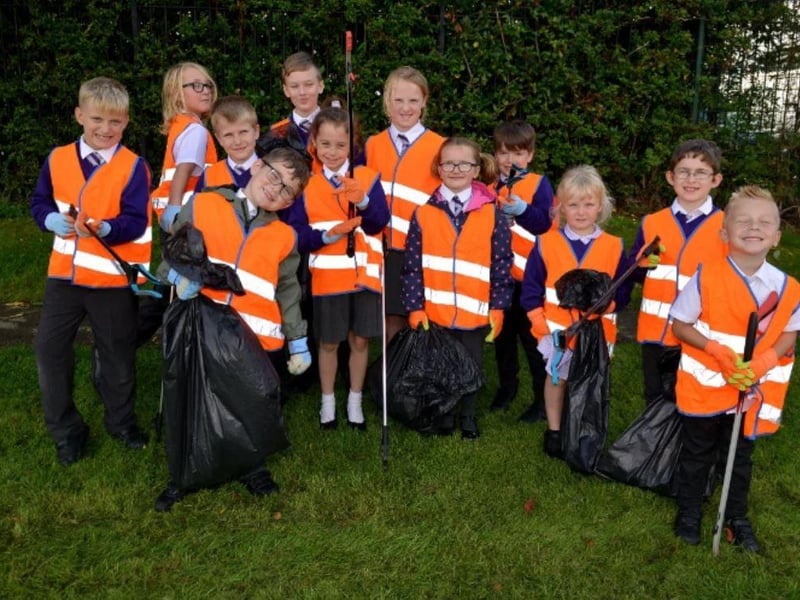 Children at Brookhill Leys Primary School in Eastwood held a litter pick as part of World Clean-Up Day in 2019