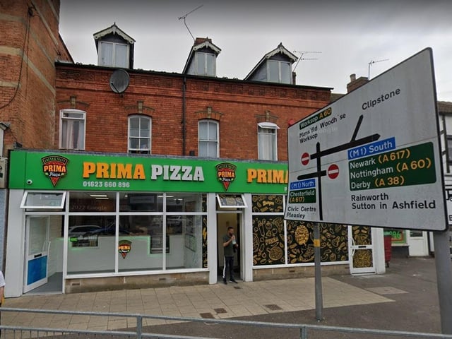 Prima Pizza on Leeming Street, Mansfield. Last inspected on January 27, 2022.