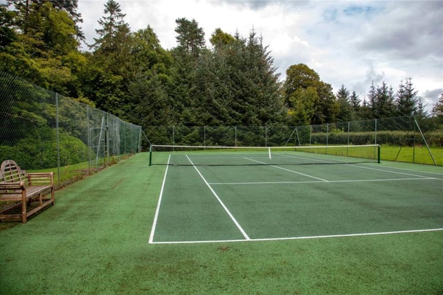 All-weather tennis court.