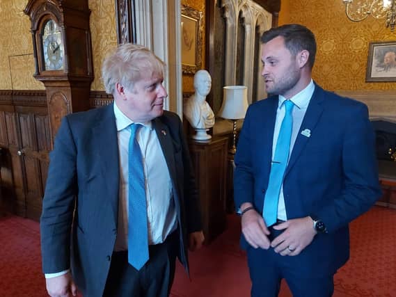 Coun Ben Bradley, Mansfield MP, left, with Prime Minister Boris Johnson.
