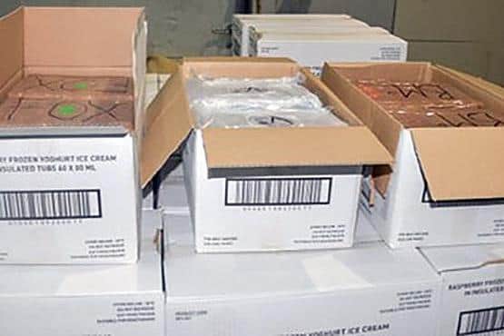 The drugs were hidden on a pallet of raspberry sorbet ice cream. Photo: Submitted