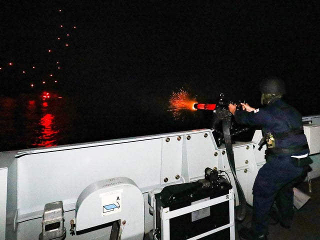 HMS Tamar has been conducting various exercise at sea. These have included Man over board exercise, 30mm Gunnery night exercise and a visit from the Capt. of BRNC to meet with Initial Sea Time cadets who are currently on board for a short period of time.