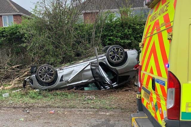 Police say drivers and passengers were saved in car crashes like this one because they were wearing seatbelts. Photo: Nottinghamshire Fire & Rescue.