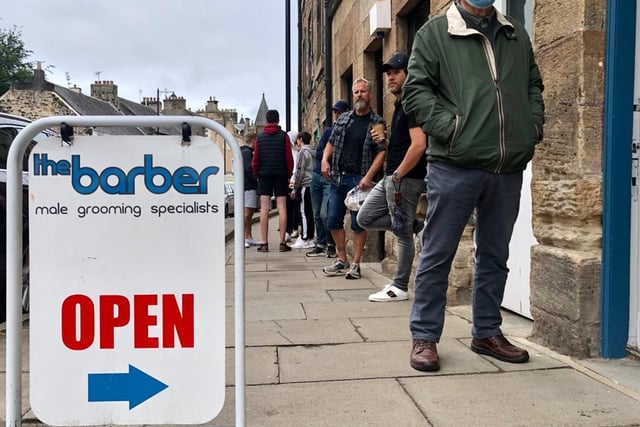 Linlithgow High Street's The Barber saw more long queues as people needing haircuts waited