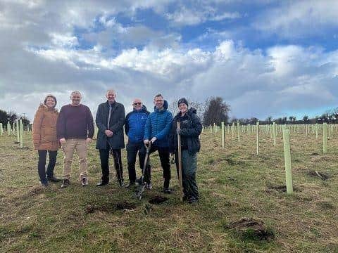 Left to right, Chief Executive of Sherwood Forest Trust Helen Sullivan; Cllr Andy Burgin, Portfolio Holder at Mansfield District Council for Environment and Leisure; Adrian Selby, Assistant Director of Neighbourhood Services at MDC; Andrew Chambers, Parks Development Officer at MDC; Executive Mayor Andy Abrahams; and Katie Vickers, Community Conservation Officer for Sherwood Forest Trust.