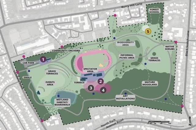 The initial masterplan for Mansfield's Berry Hill Park that has been drawn up by a team of architects.