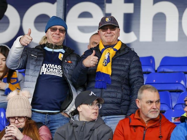 Mansfield Town fans ahead of kick-off at Stockport County.