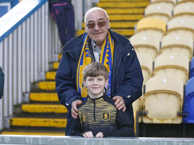 Mansfield Town fans before kick-off against Swindon Town.