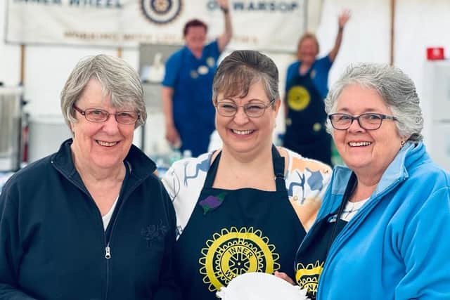 Inner Wheel Club of Warsop president Sharlotte Somerville with some of her happy helpers in the tea tent at Warsop Carnival. Picture: Inner Wheel Club of Warsop