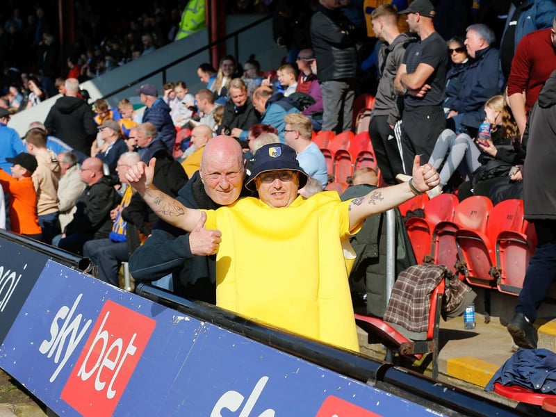 Mansfield Town fans ahead of kick-off at Grimsby Town.