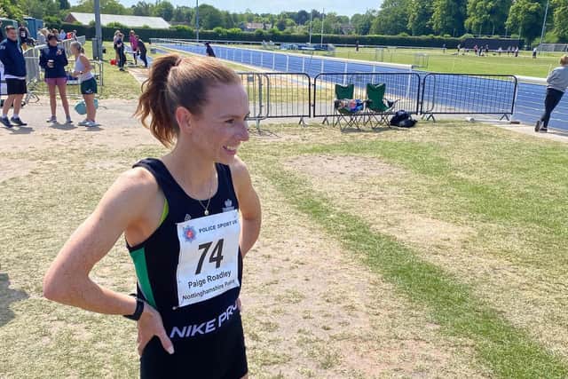 Paige Roadley after winning her 800m title.
