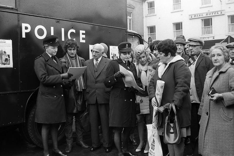 Police in Mansfield Market Place, 1970.