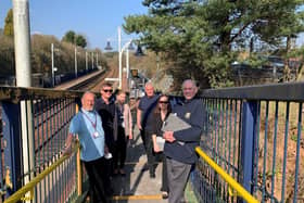 MP Lee Anderson is pictured with residents and representatives from Network Rail and East Midlands Railway at Kitkby Station