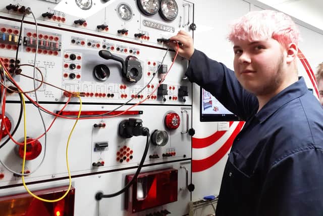 Student Jack Tuckwood tested a range of vehicle lighting through the training systems