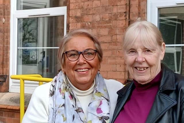 Jackie (l), former patient, with Linda (r)