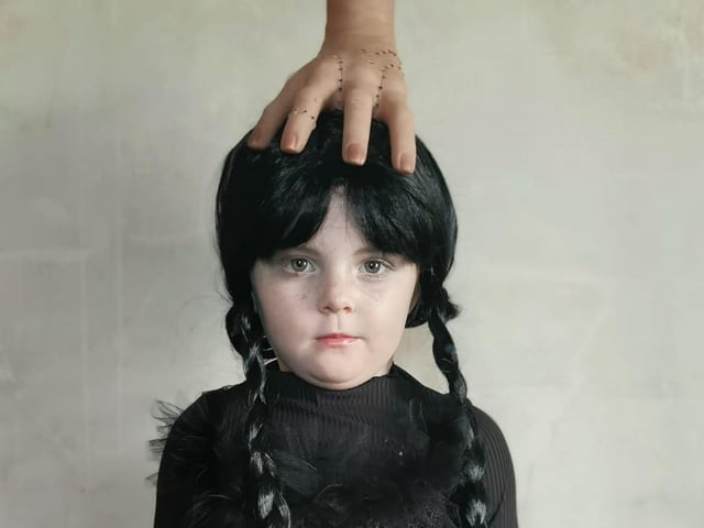 Honey, aged four, as Wednesday. Another great Wednesday attempt.