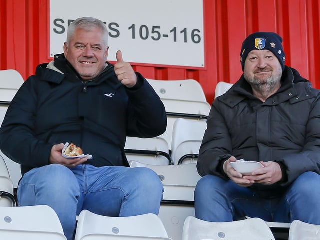 Mansfield Town fans at the Lamex Stadium for the match against Stevenage.