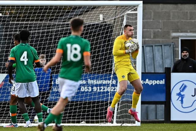 Owen Mason in action against Estonia at Ferrycarrig Park in Wexford.