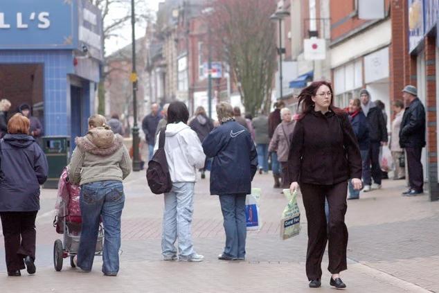 Shoppers in Sutton in Ashfield take to the high street.