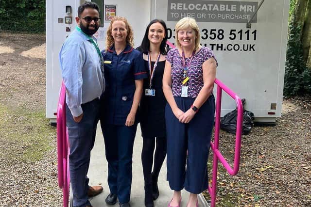Sachin Patel, Gillian Asher, Lucy Skelton and Sarah Sentence from SFH at the MRI unit