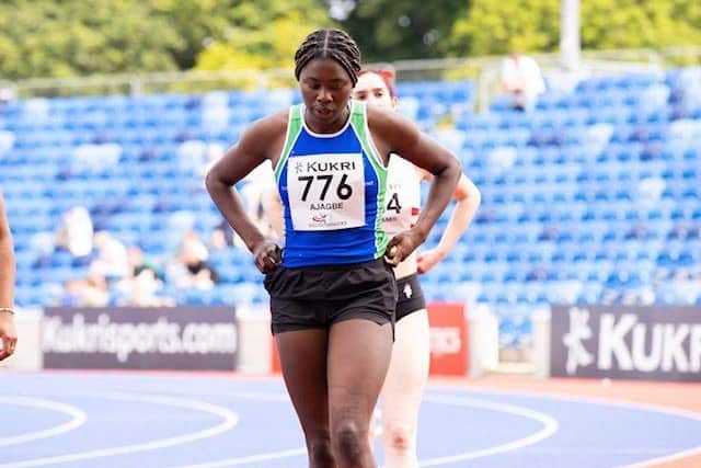 Photo shows hurdler Eniola Ajajbe in action