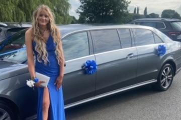 Carla Godley arrived at Thoresby Park in a ribboned limosine.