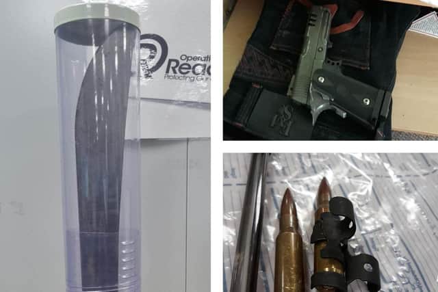 Ashfield Police's reacher team has seized a machete, a gun and bullets in recent days