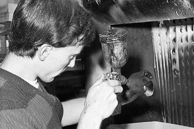 Pieces were meticulously individually spray-painted before the shoe was assembled. (1983)