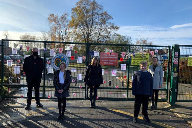 Pupils Gracie Slack and Tyler Longmate read poems of remembrance during Lee Anderson's visit to Abbey Hill Primary School/Picture: Melanie Darrington