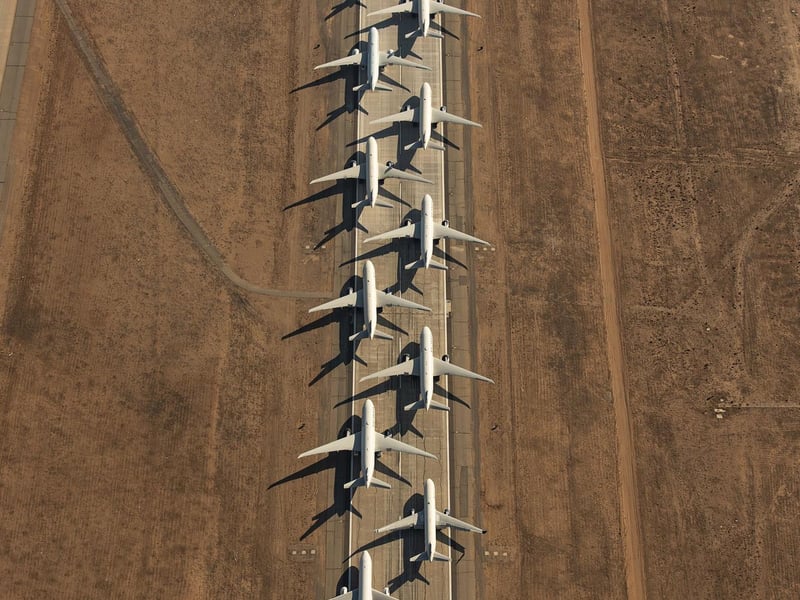 These astounding images show billions of dollars worth of aircraft parked up and disused due to COVID-19 travel restrictions.