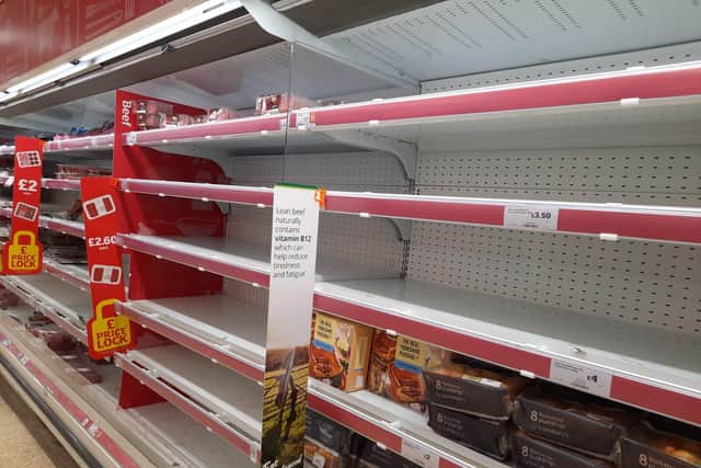 Empty shelves at a South Yorkshire supermarket on Tuesday.