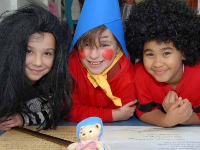 Pupils in costume for reading week at the school in 2010.