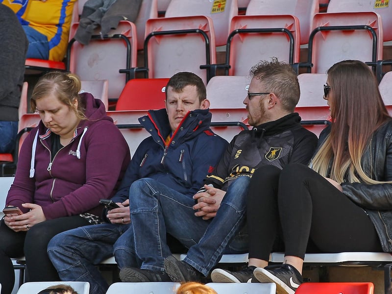 Some of the Stags fans who made the long trip to Exeter City to see Mansfield's 4-1 win on 30th March 2019.